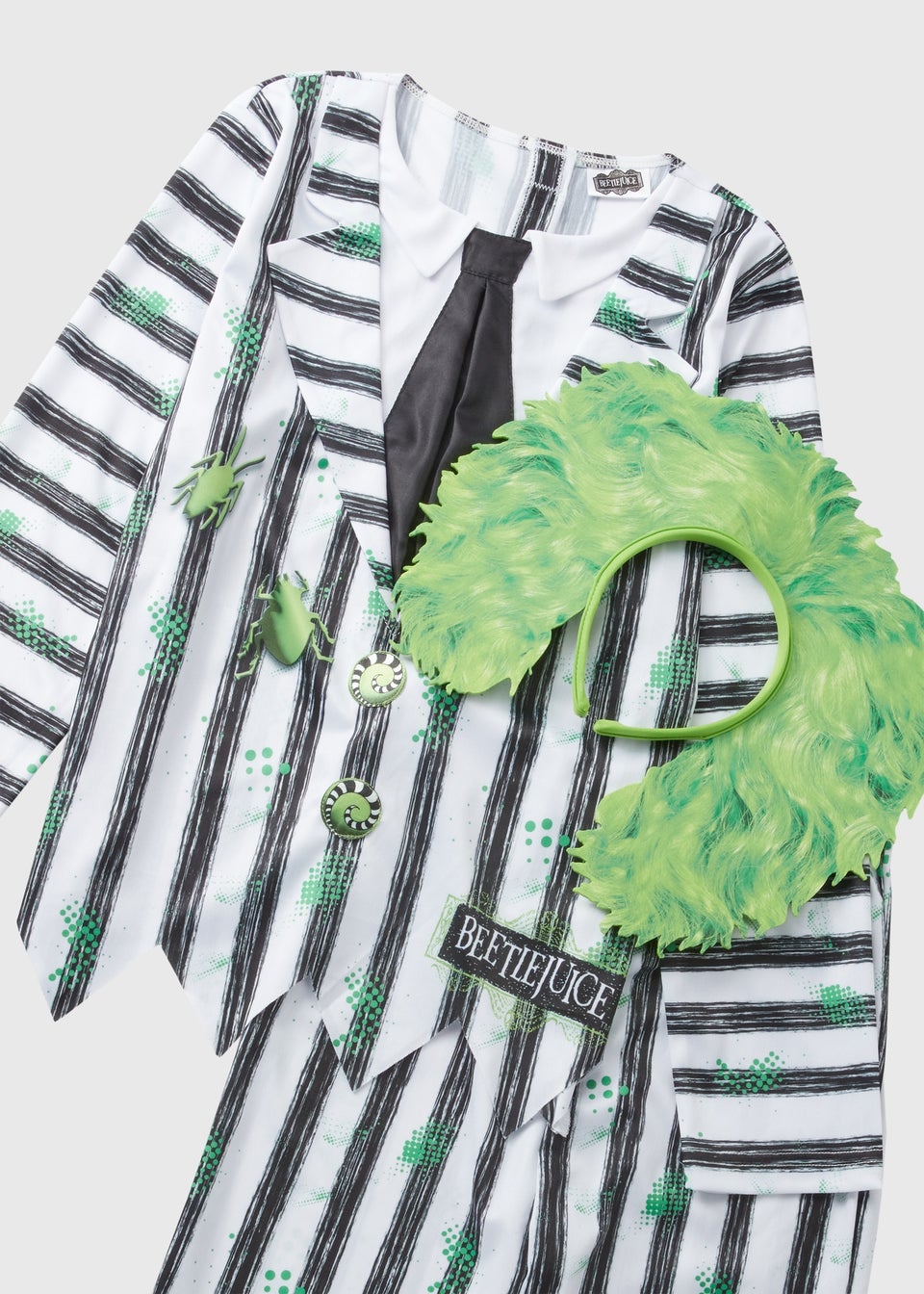 Beetlejuice Kids Black Fancy Dress Costume (2-11yrs)