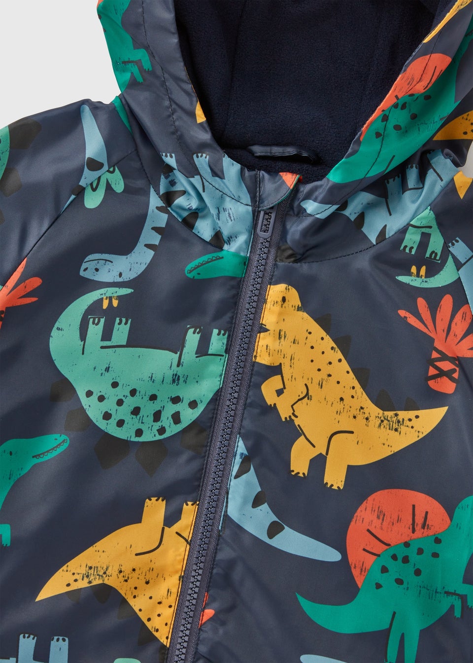 Boys Navy Dino Showerproof Raincoat 1 7yrs Matalan