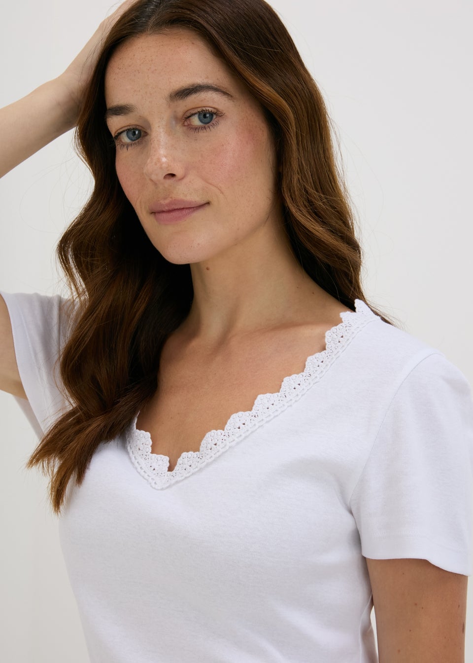 White Lace Trim T-Shirt