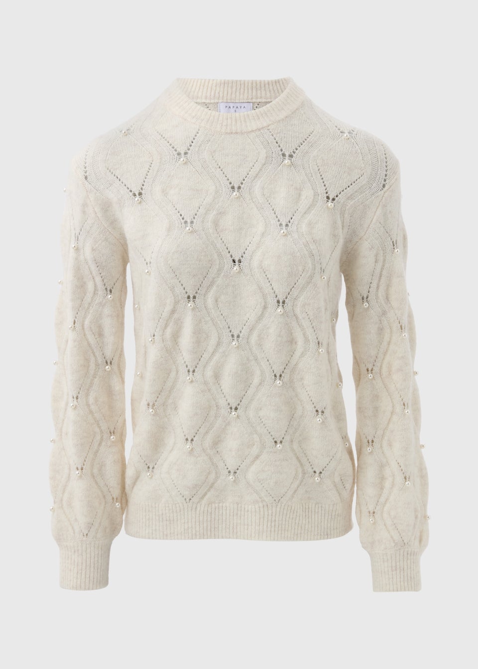Cream Pearl Embellished Jumper Matalan