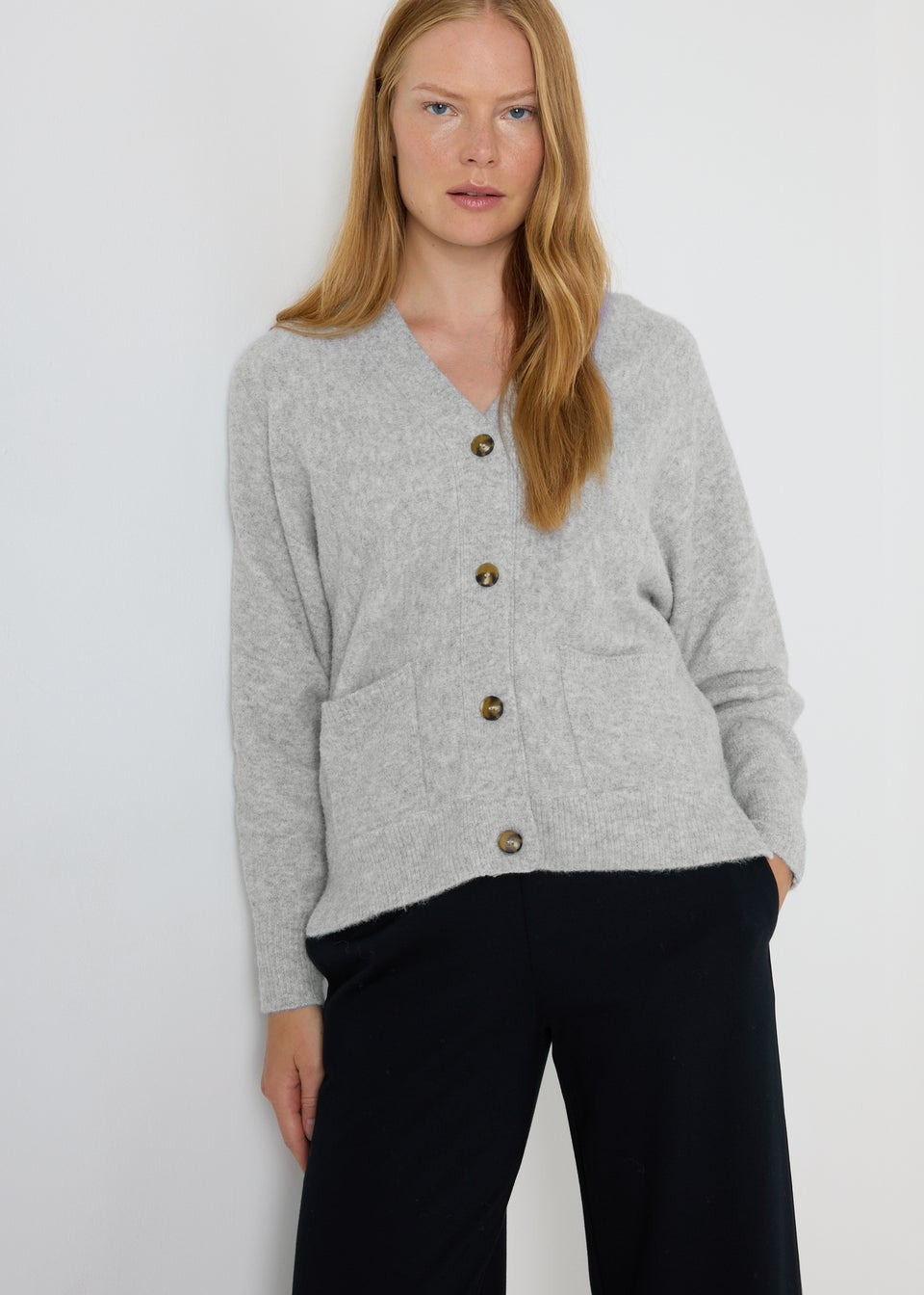 Grey Boyfriend Fit Cardigan Matalan