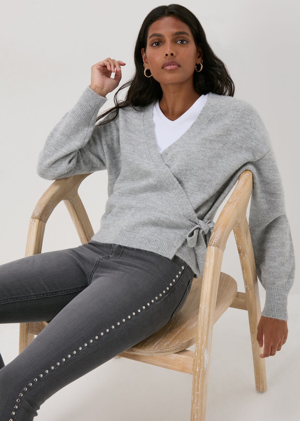Grey wrap jumper store