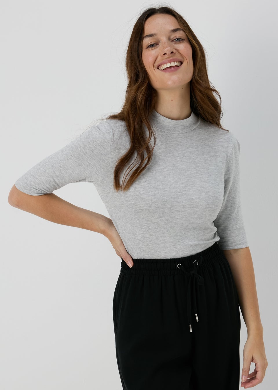 Grey High Neck T Shirt Matalan