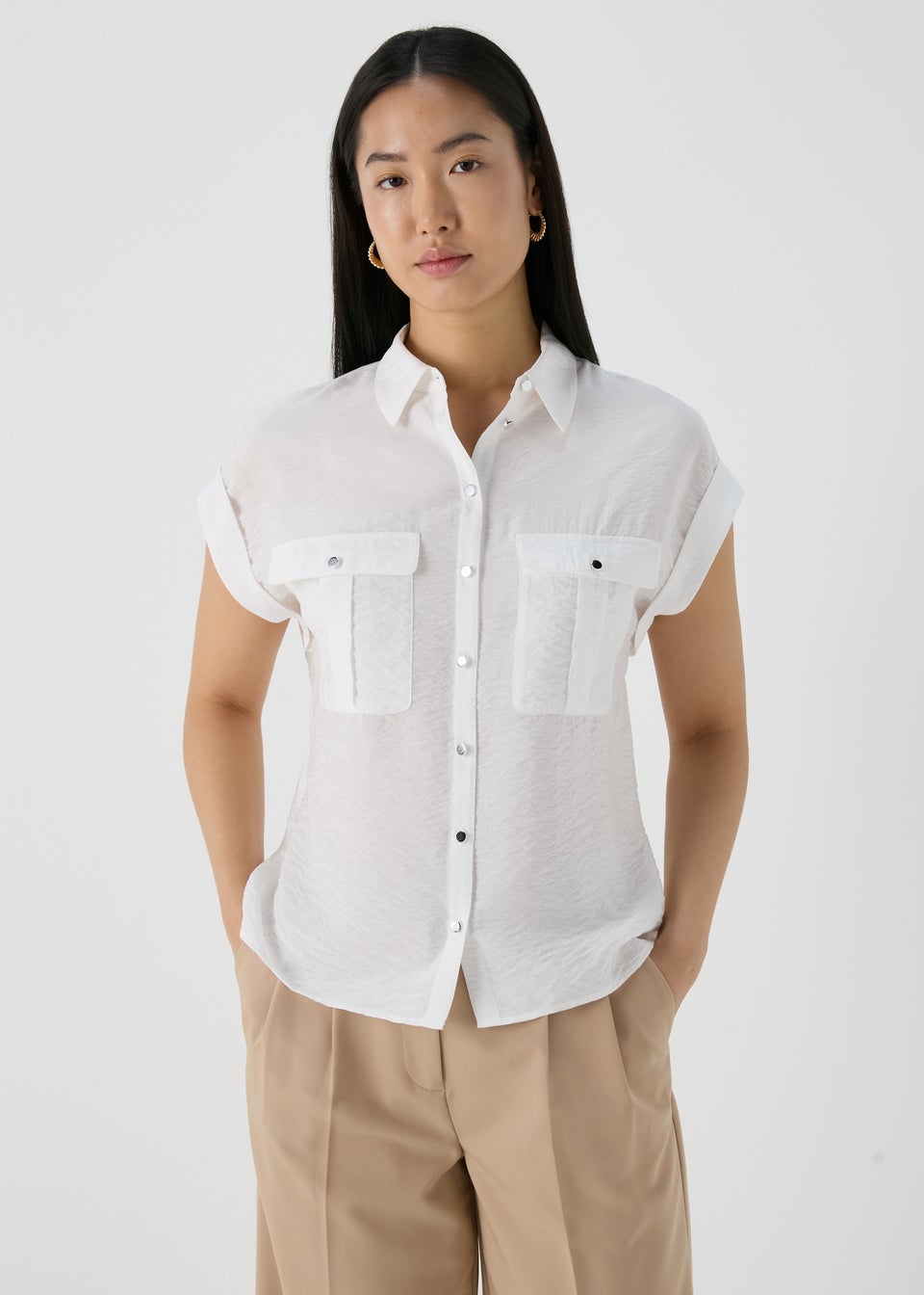 Et Vous White Double Pocket Shirt