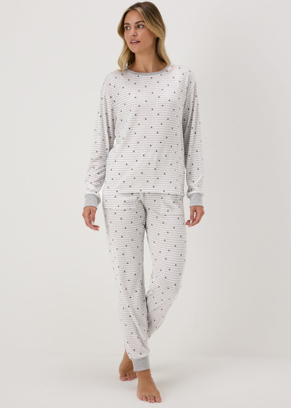 Grey Stripe Pyjama Set Matalan