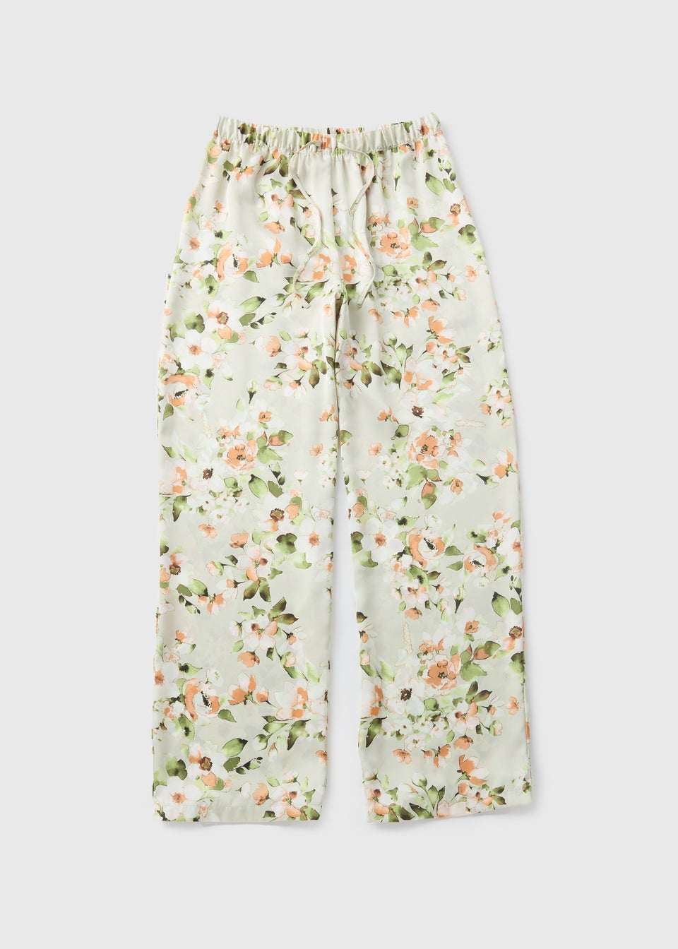 Green Floral Satin Pyjama Bottoms