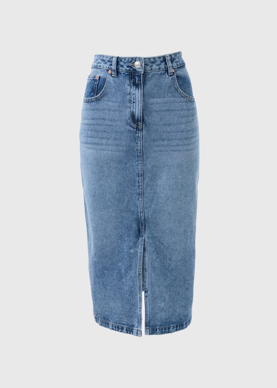 Light Wash Denim Midi Skirt Matalan