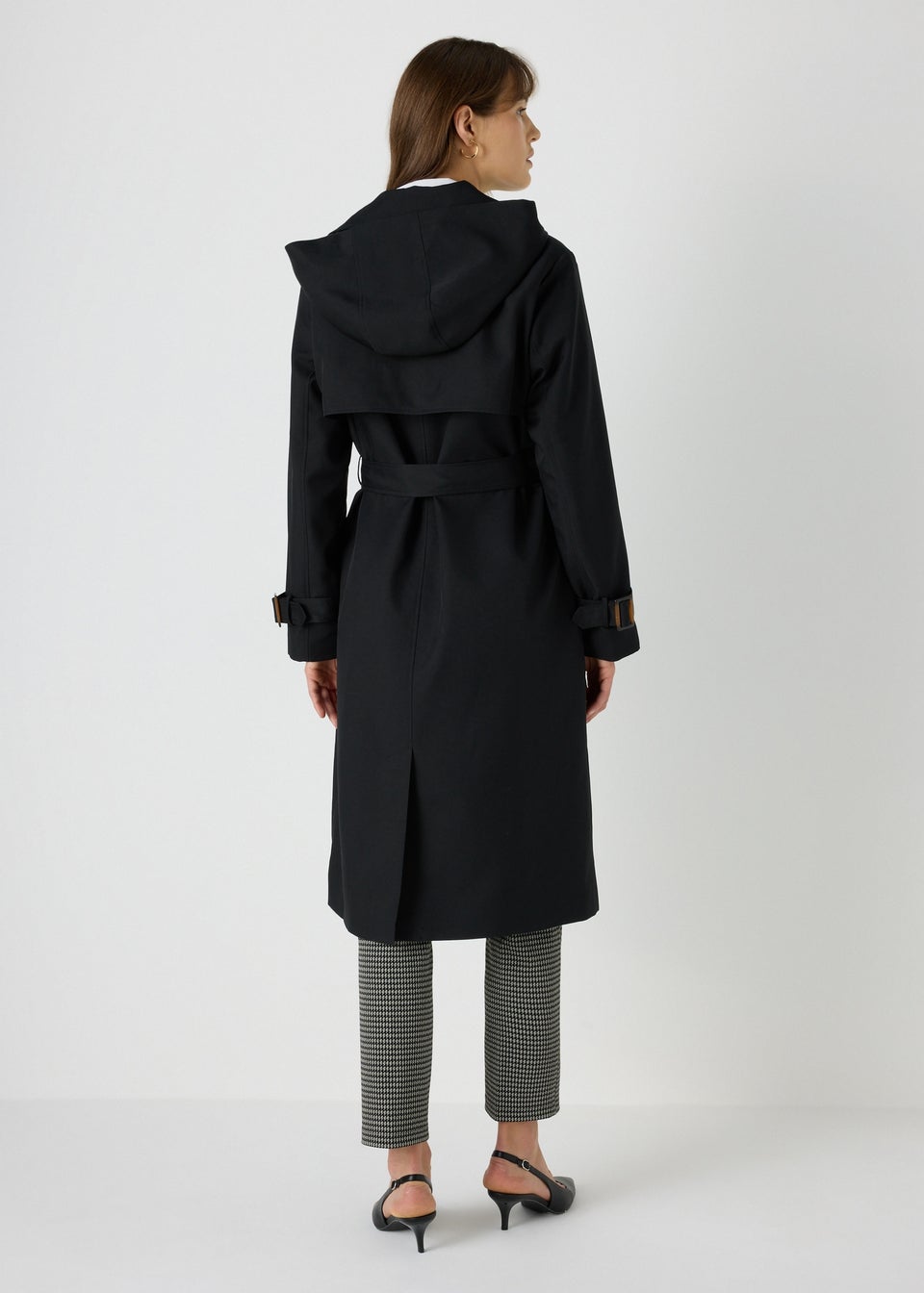 Et Vous Black Hooded Trench Coat