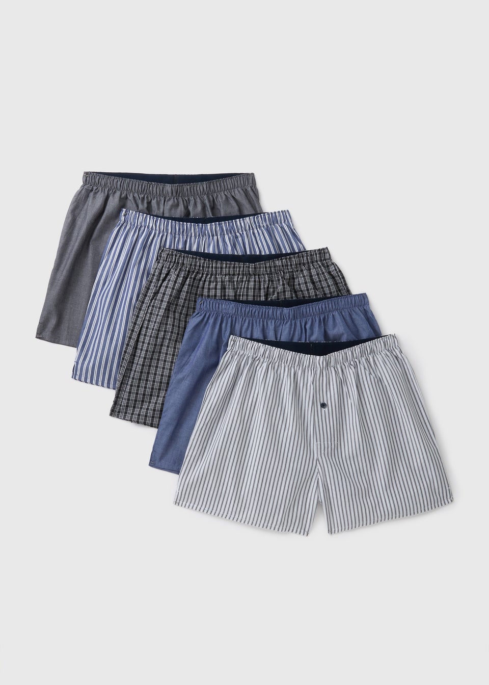 5 Pack Multi Check Print Cotton Woven Boxers Matalan