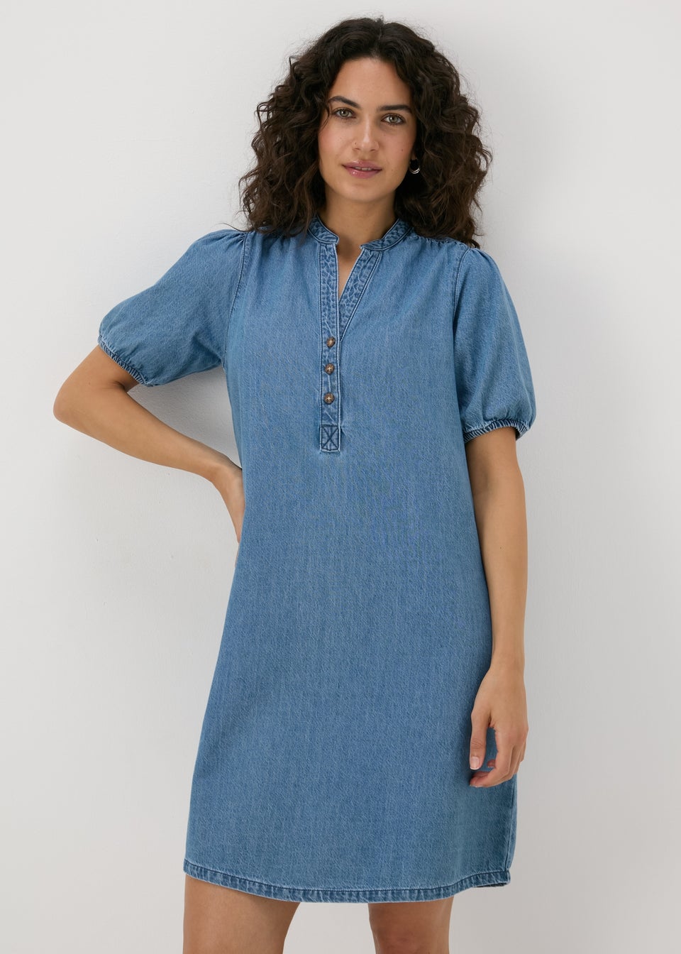 Mid Wash Denim Mini Dress Matalan
