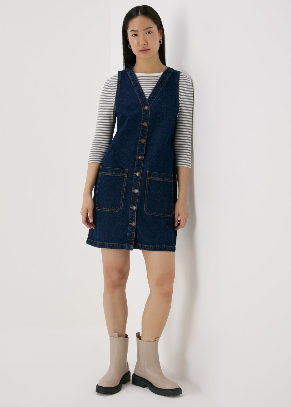 Denim pinafore dress matalan clearance