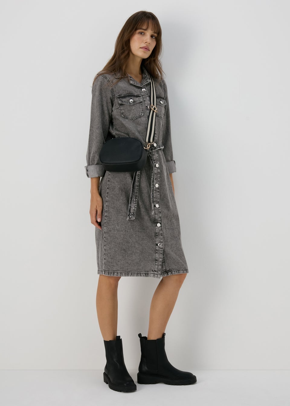 Grey denim shirt dress 2025