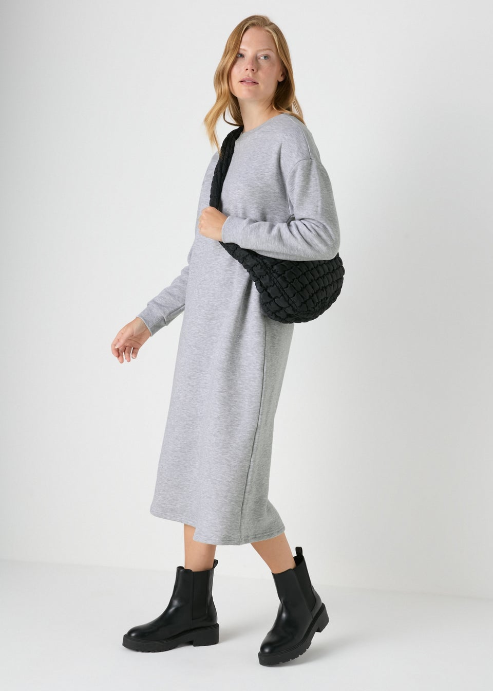 Grey Midi Sweater Dress Matalan