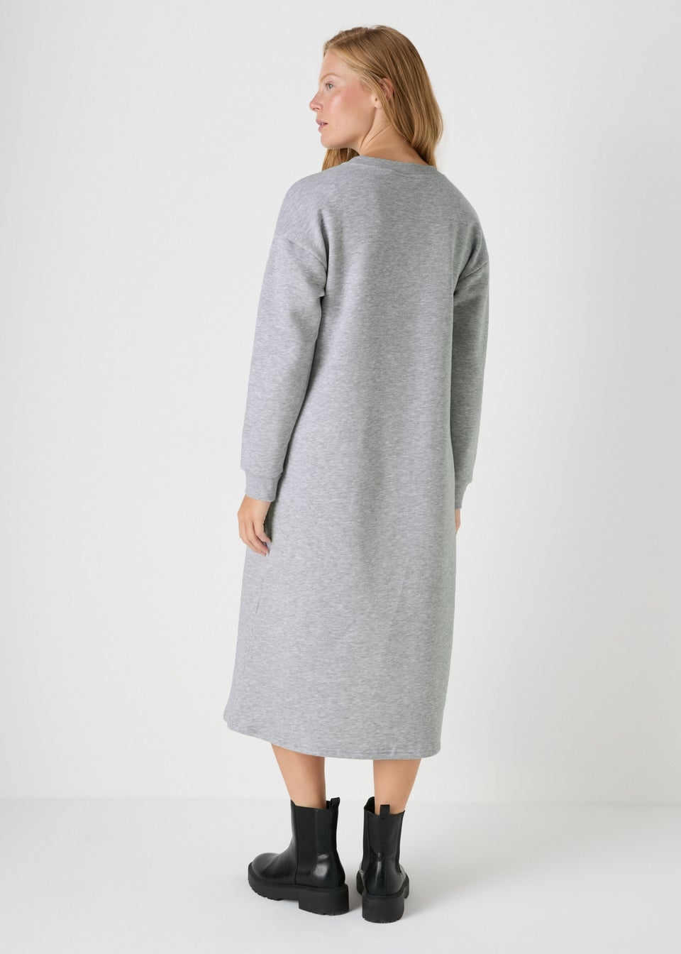 Grey Midi Sweater Dress