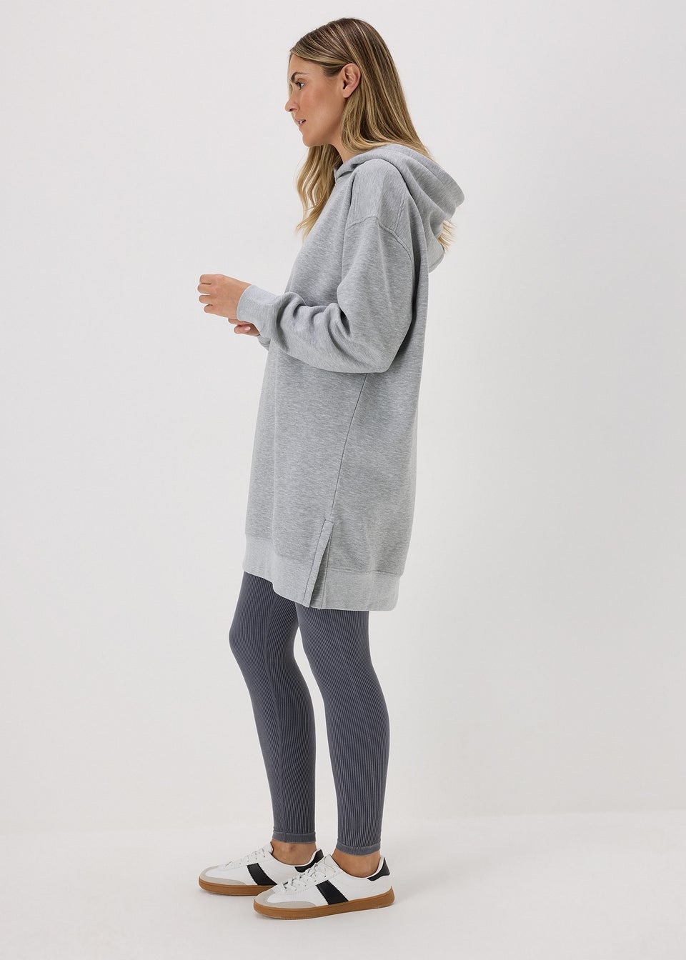 Grey Longline Hoodie Matalan