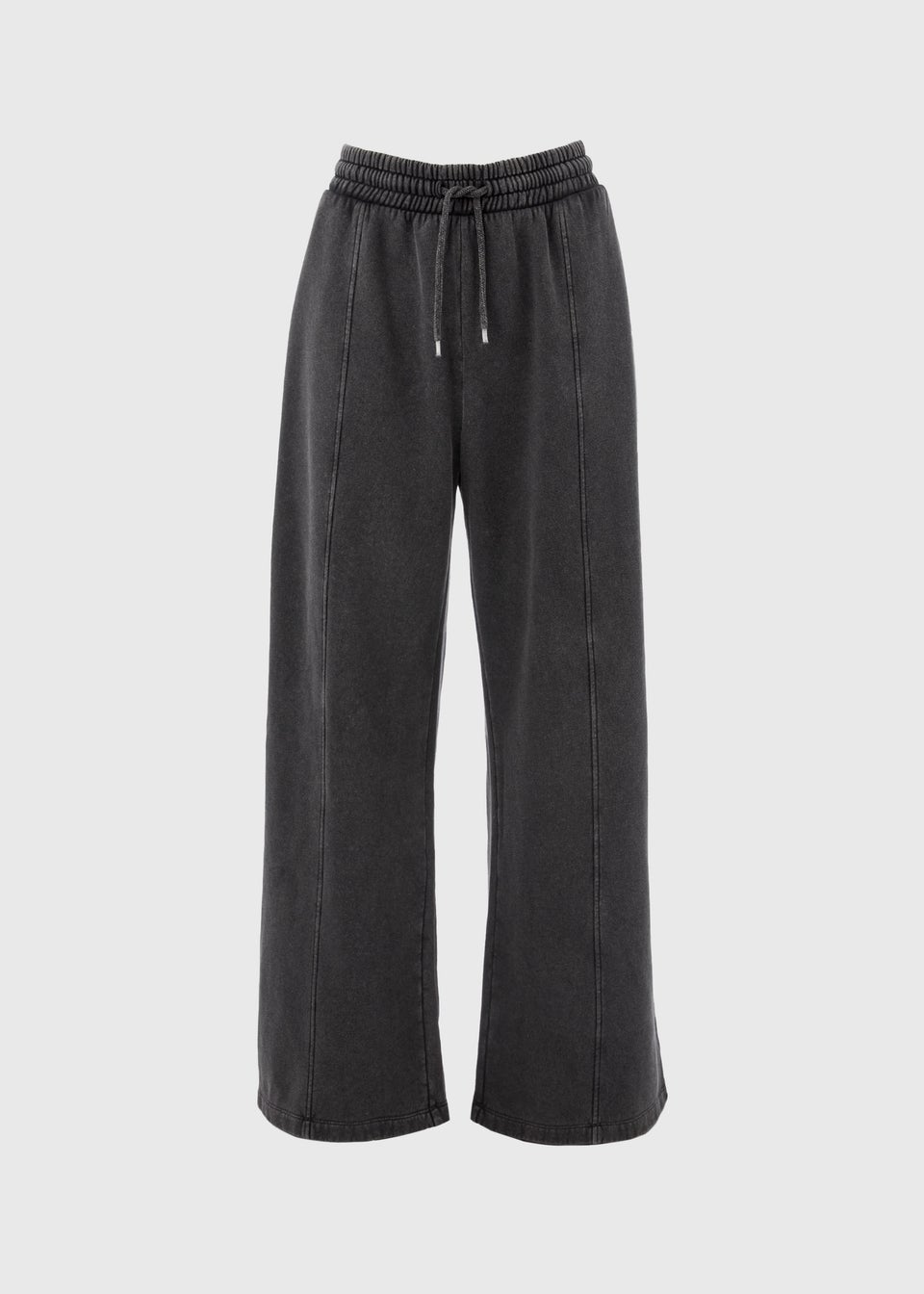 Charcoal Acid Wash Wide Leg Jogging Bottoms