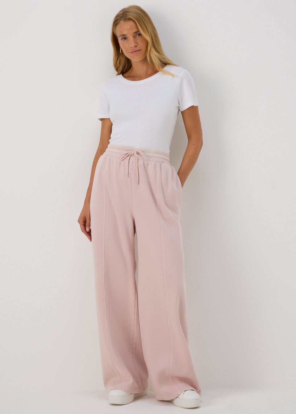 Pink wide leg joggers clearance