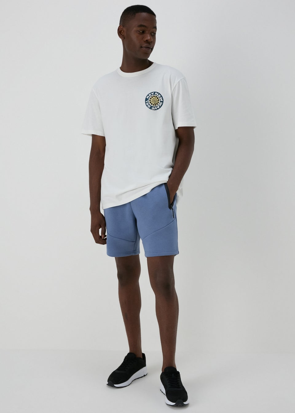 US Athletic Blue Panel Jogger Shorts Matalan