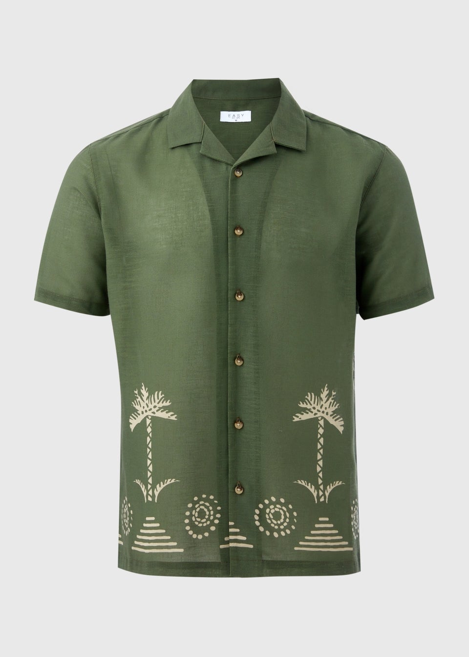 Khaki Palm Tree Printed Shirt