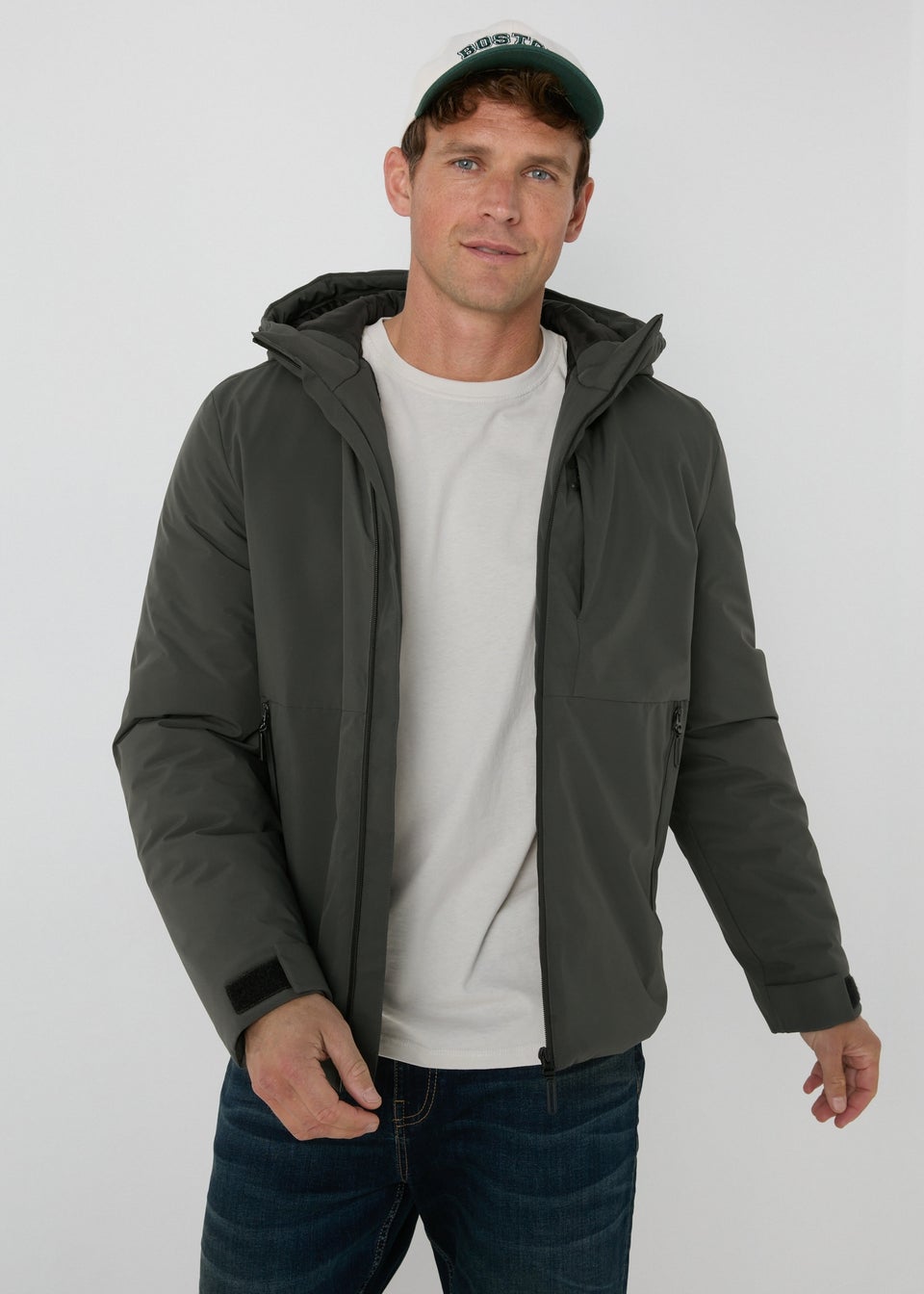 Dark Green Technical Showerproof Parka Jacket Matalan