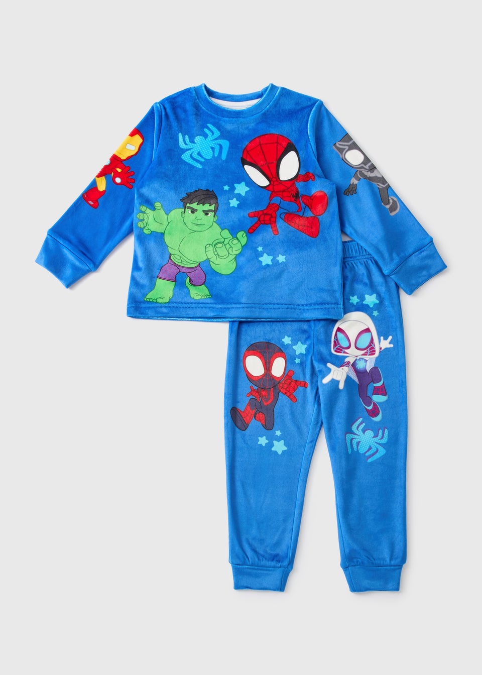 Marvel Kids Blue Spidey Friends Fleece Twosie 1 7yrs Matalan