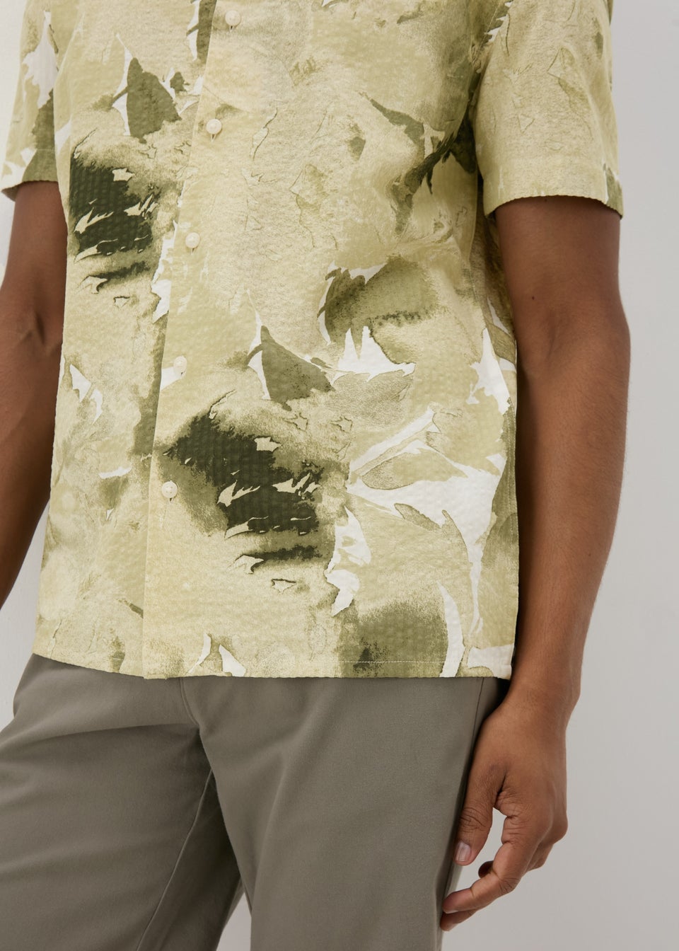 Lime Textured Shadow Print Shirt