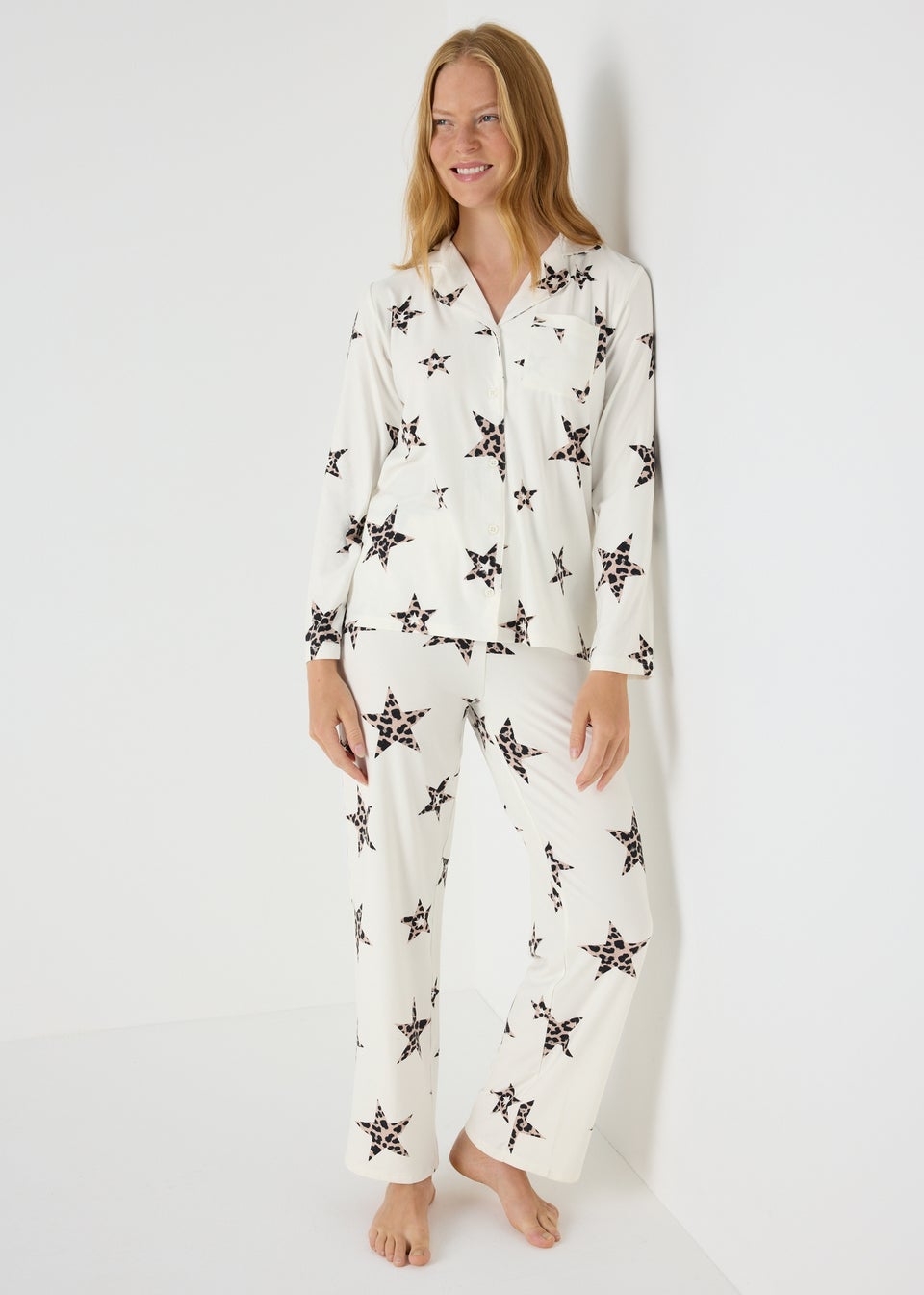 Cream Star Traditional Pyjama Set Matalan
