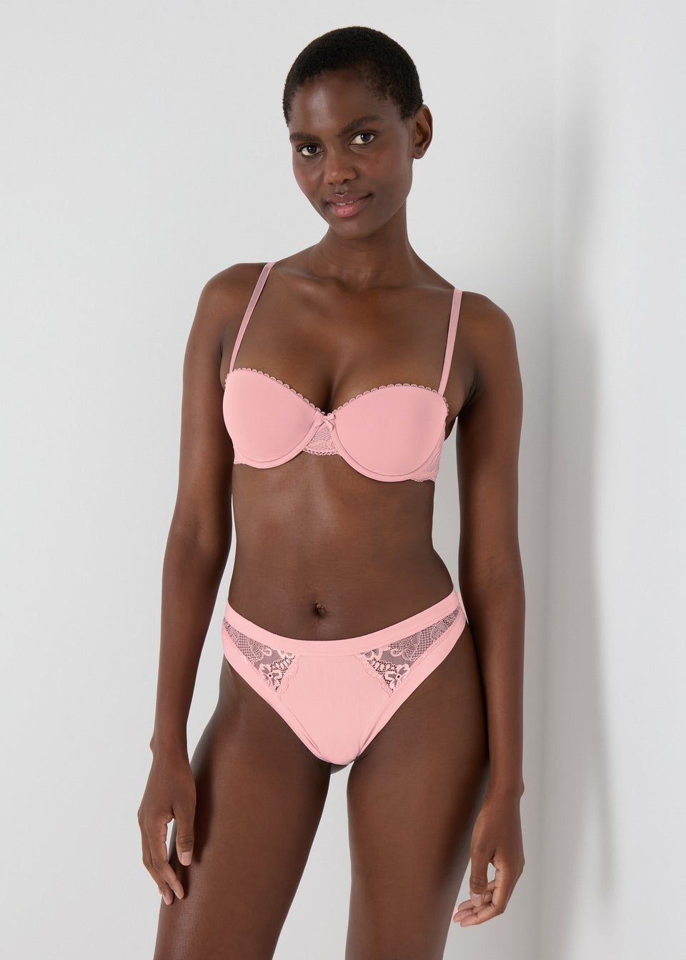 2 Pack Pink & Cream Lace Balcony Bras