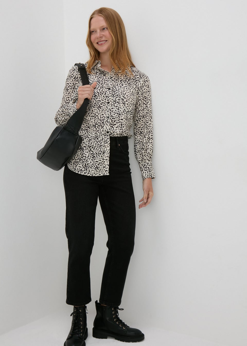 Cream Spot Print Viscose Shirt