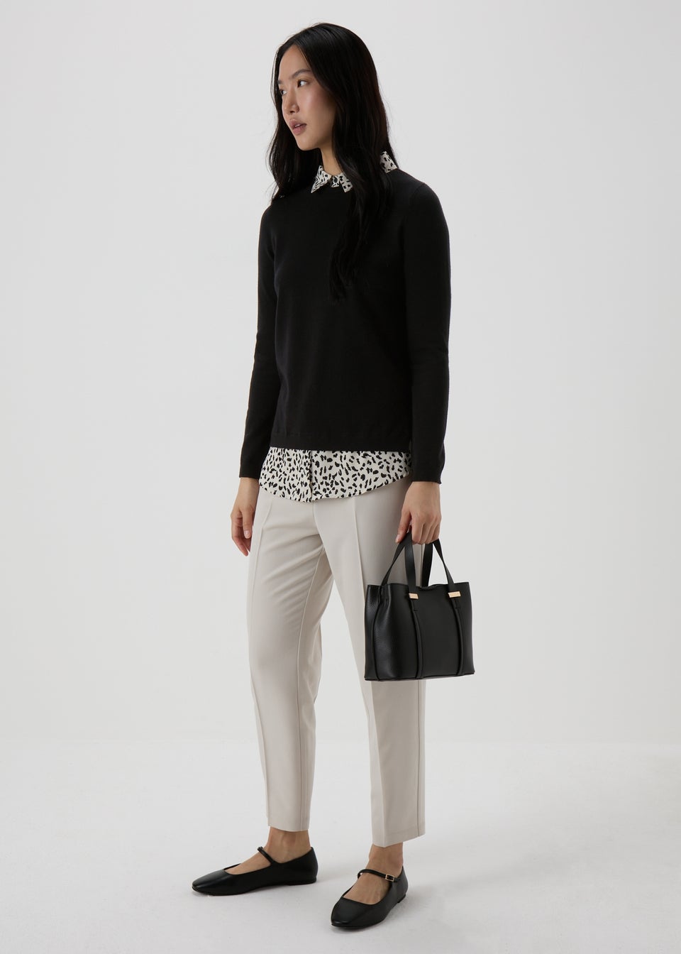 Black jumper with white shirt shop