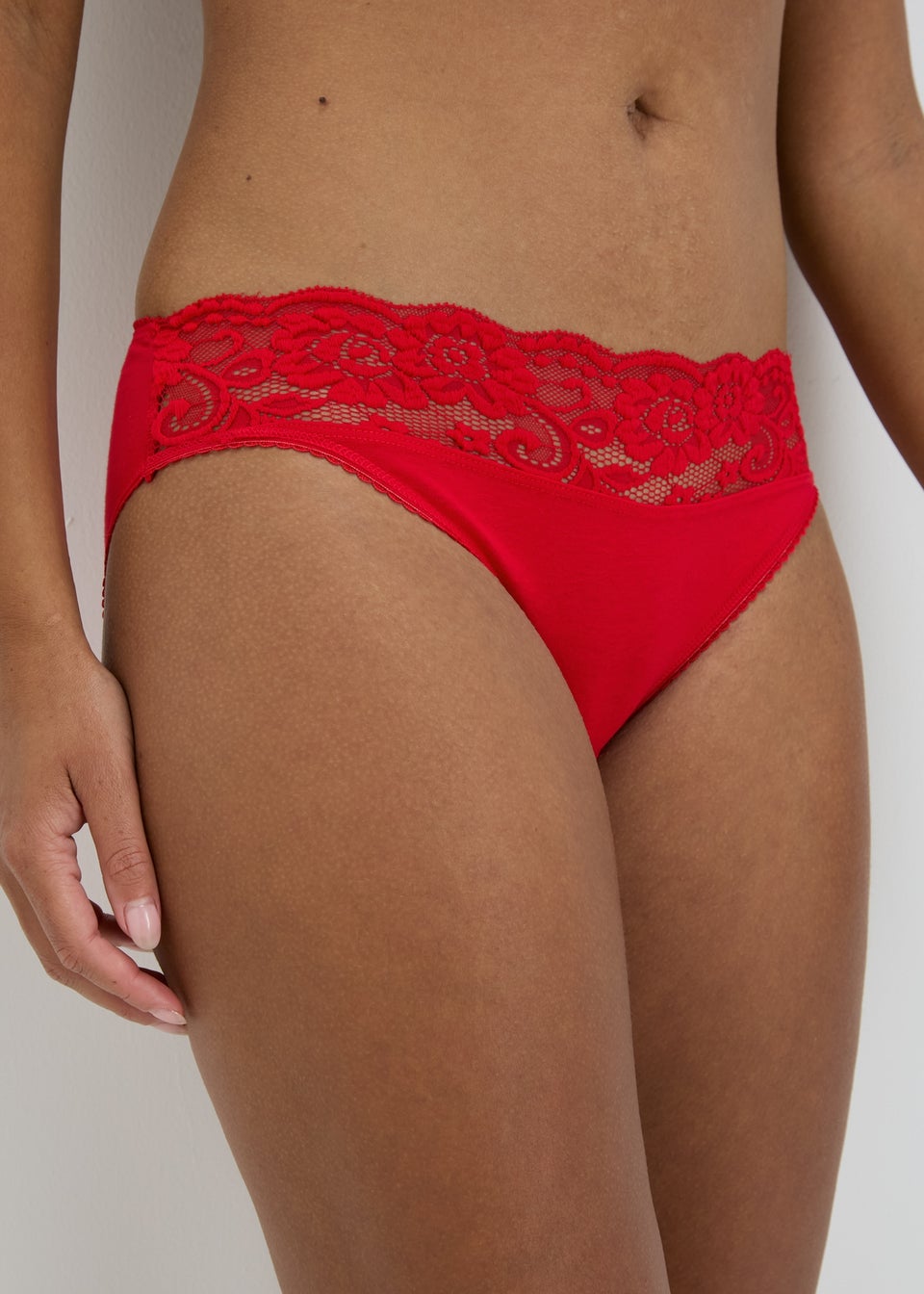 4 Pack Multicoloured Lace Trim High Leg Knickers