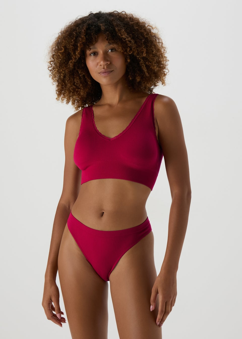 Burgundy Seamless Bra & Briefs Set