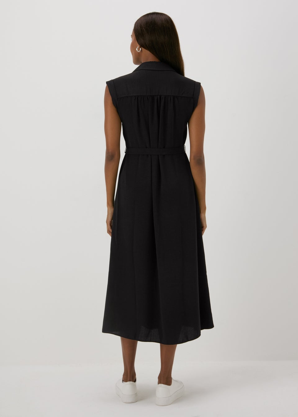 Black button through dress top