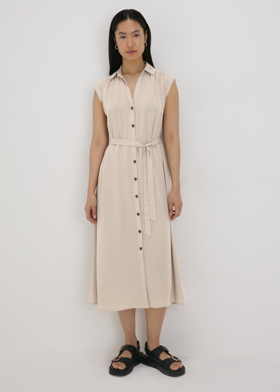 Stone Button Through Midi Shirt Dress Matalan
