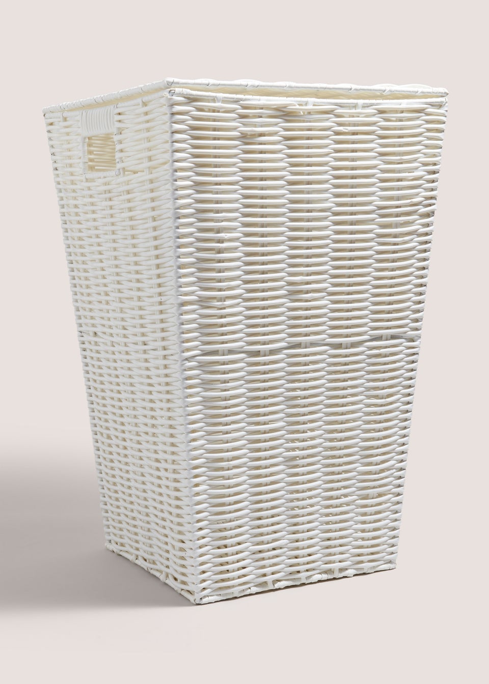 White Woven Plastic Laundry Basket