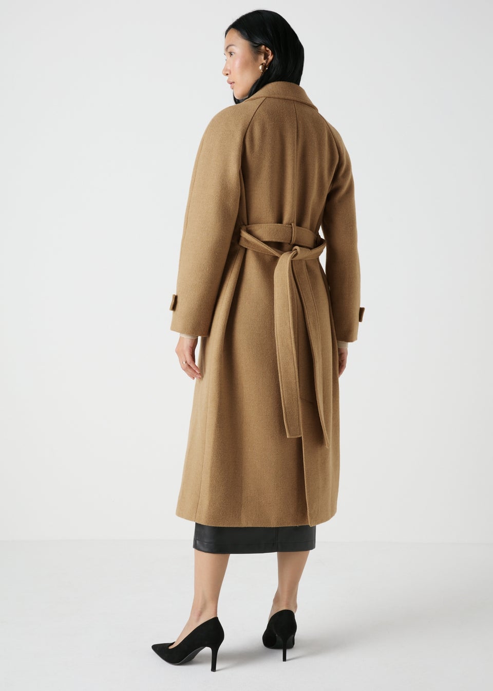 Wool camel trench coat top