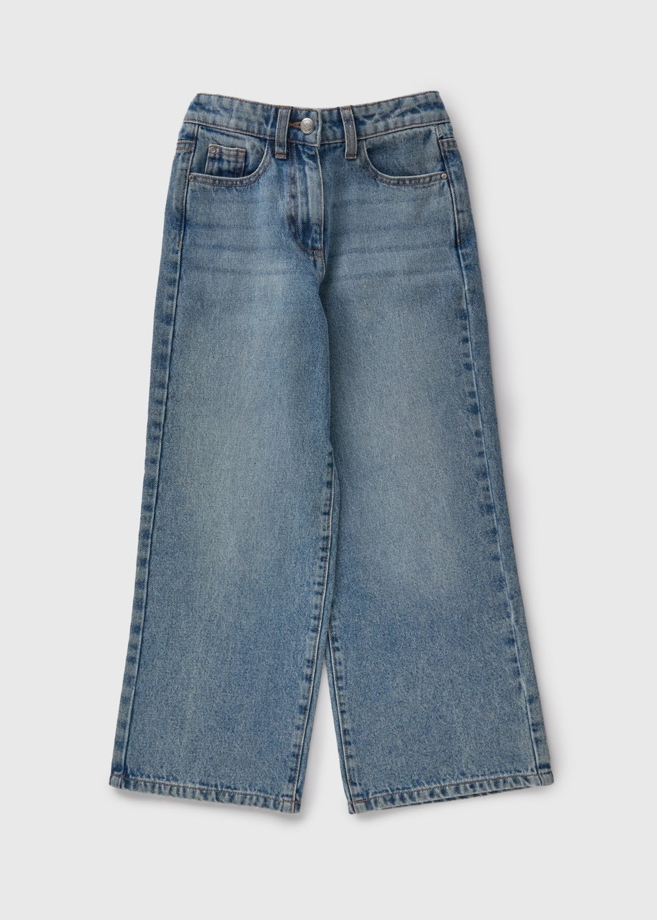 Girls Blue Mid Wash Wide Leg Jeans (7-15yrs)