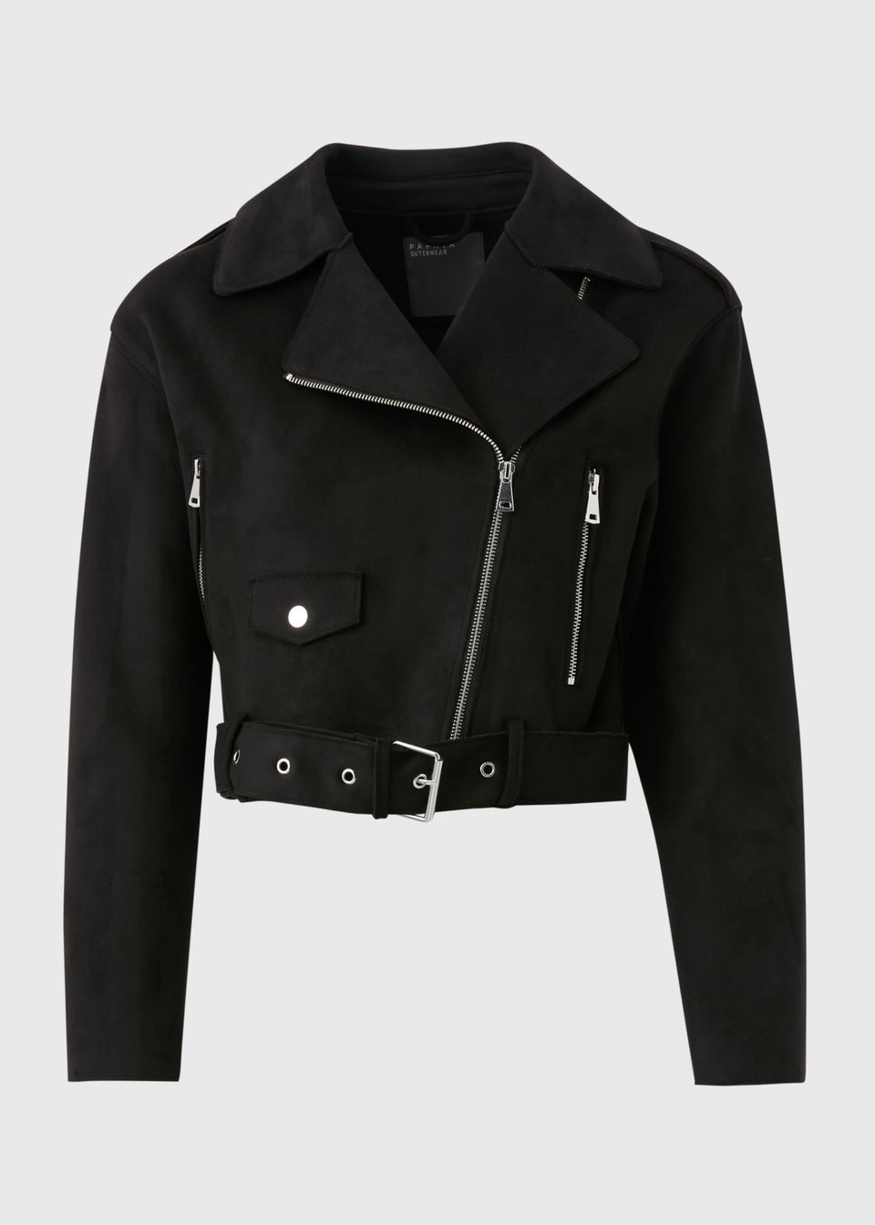 Black Suede Biker Jacket Matalan