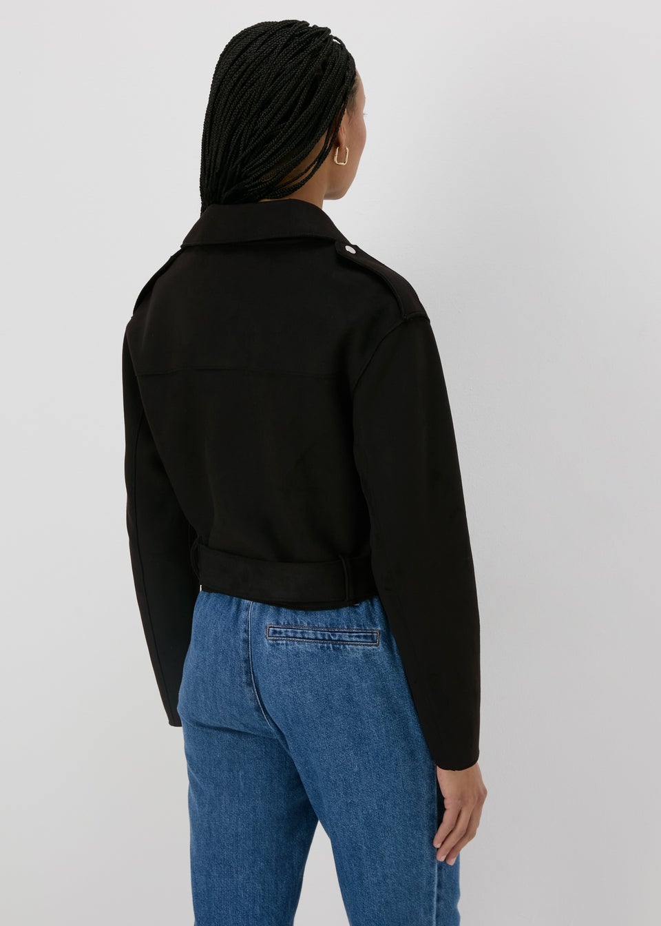 Black Suede Biker Jacket Matalan