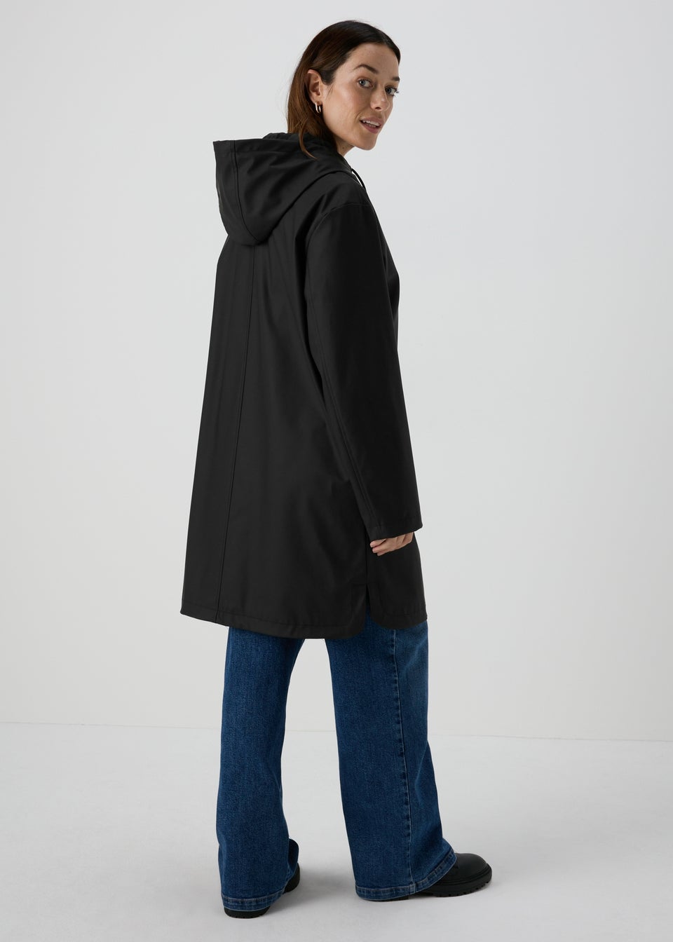 Black Rubberised Mac Jacket Matalan