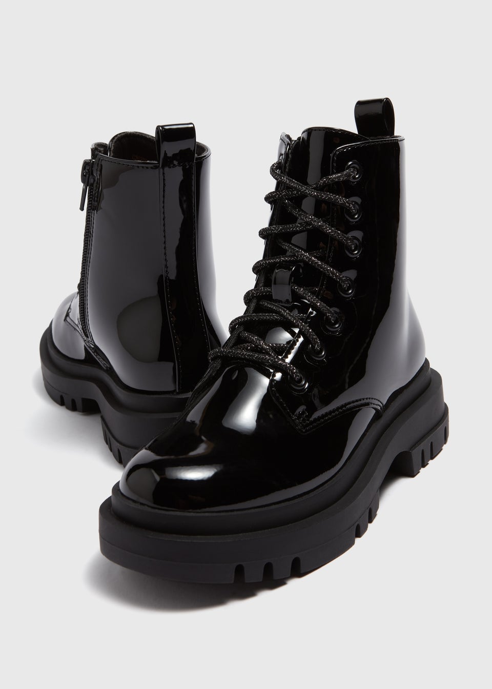 Girls Black Patent Lace Up Boots Younger 10 5 Matalan