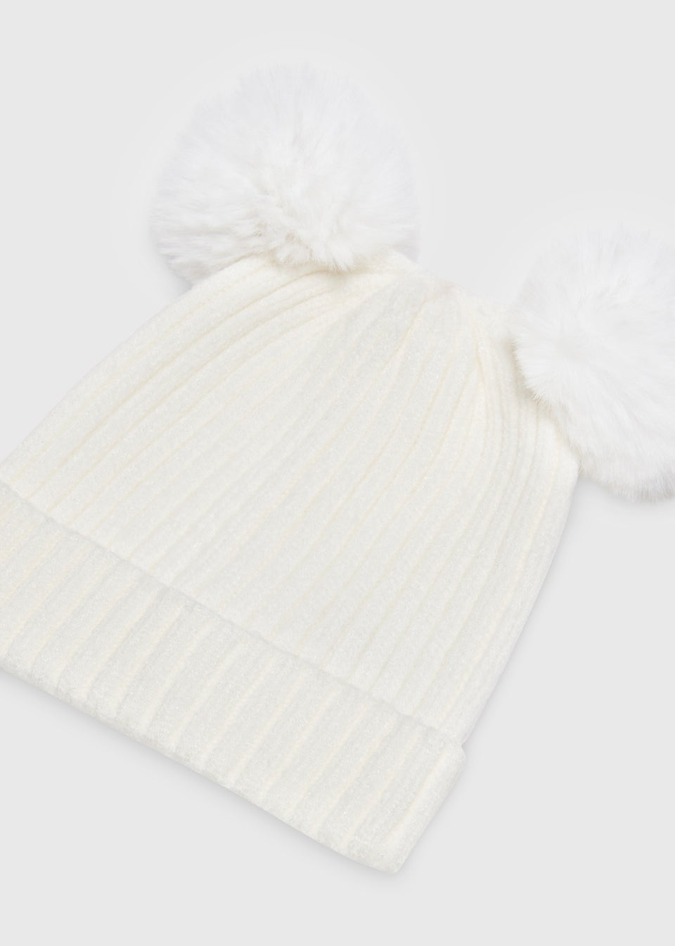 Baby Cream Double Pom Pom Beanie (Newborn-24mths)