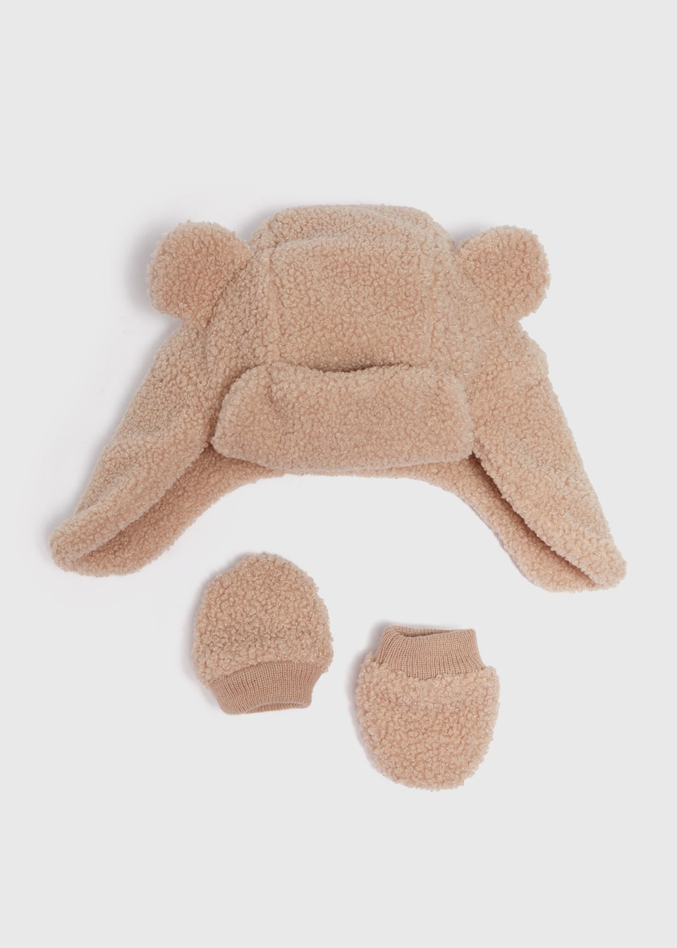 2 Piece Baby Brown Borg Tapper Hat & Mitt Gloves (Newborn-24mths)