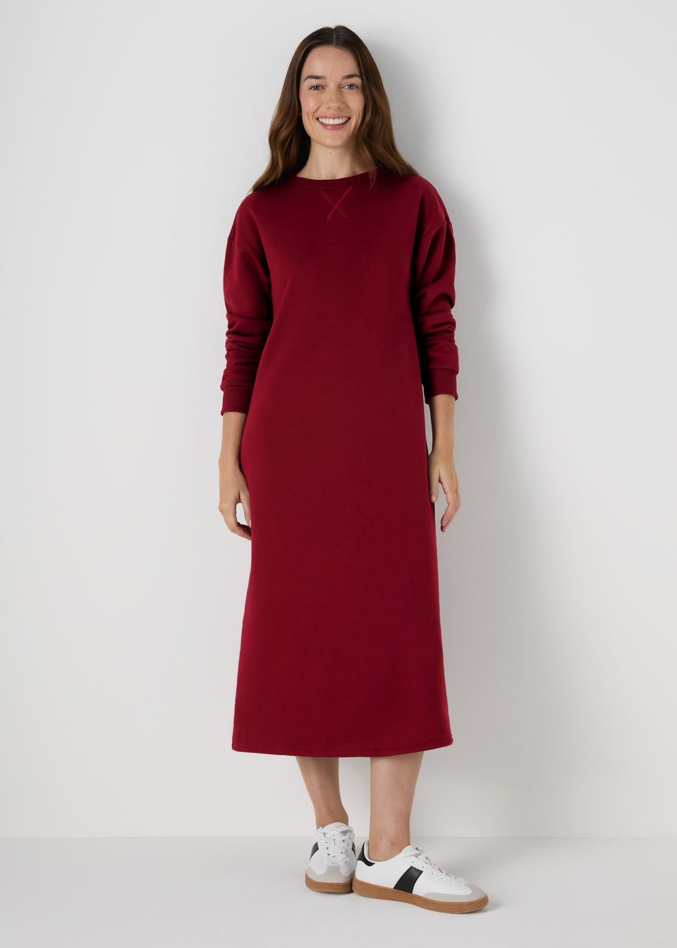 Burgundy sweatshirt dress online