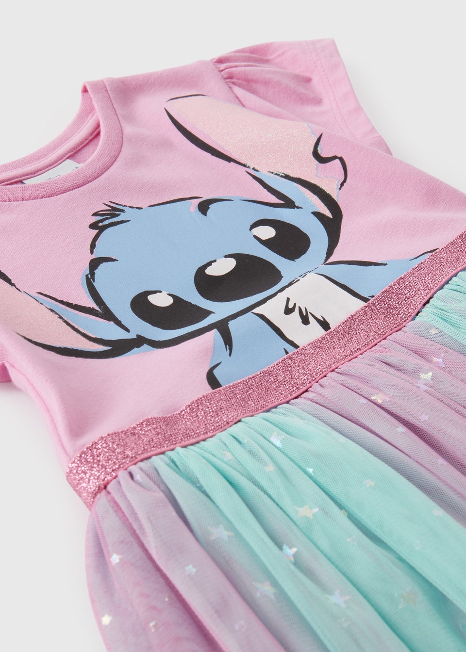 Disney Kids Pink Stitch Mesh Dress 1 7yrs