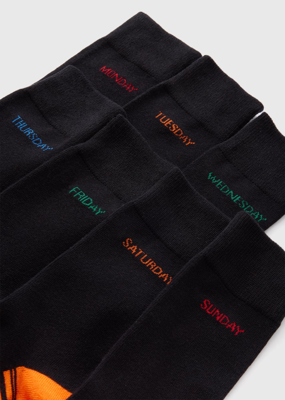 7 Pack Black Days Of The Week Socks