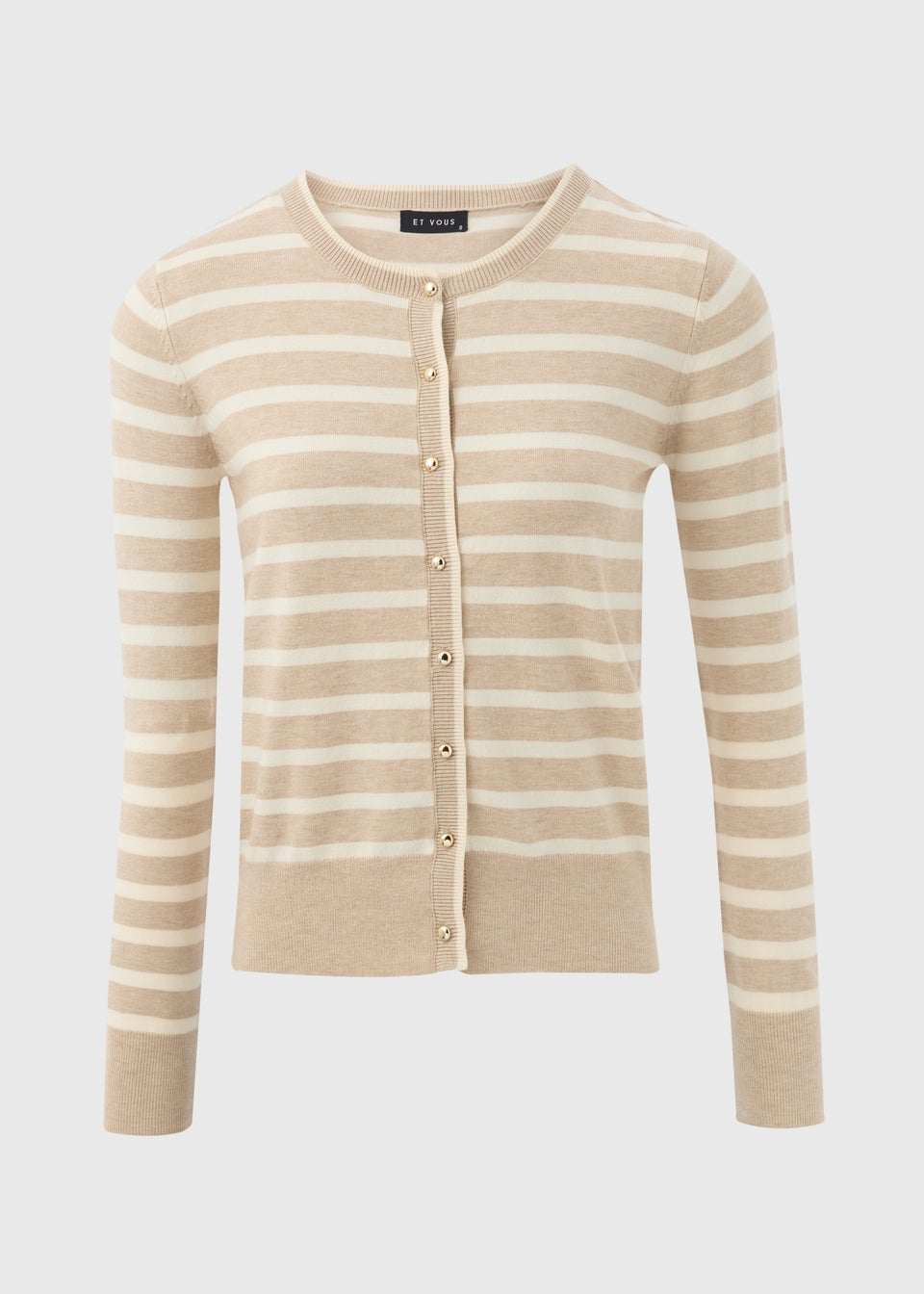 Et Vous White Stripe Button Through Cardigan