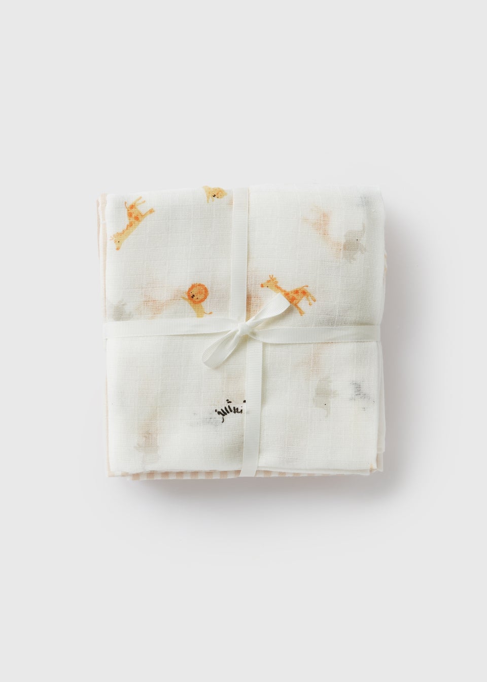 3 Pack Baby Cream Safari Muslin Cloths Matalan