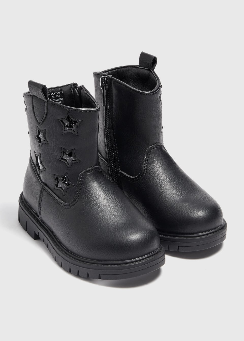 Girls Black Glitter Star Calf Boot Younger 4 9 Matalan