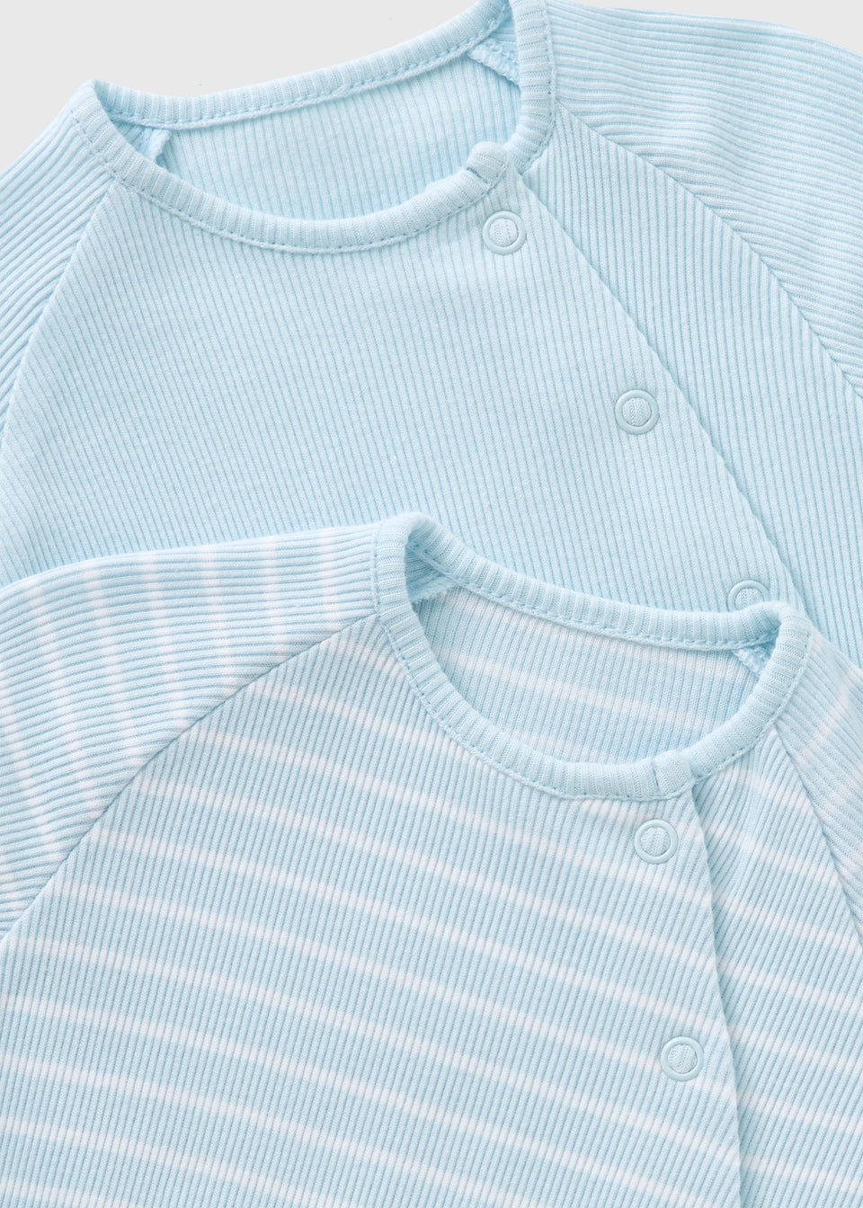 2 Pack Baby Blue Ribbed Sleepsuits (Newborn-12mths)